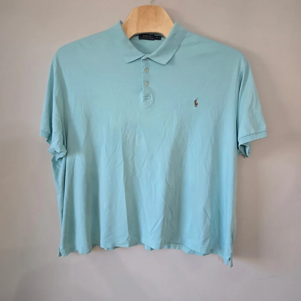 Polo Ralph Lauren‎ 4XB Big Mens Light Blue Polo Shirt Short Sleeve Cotton